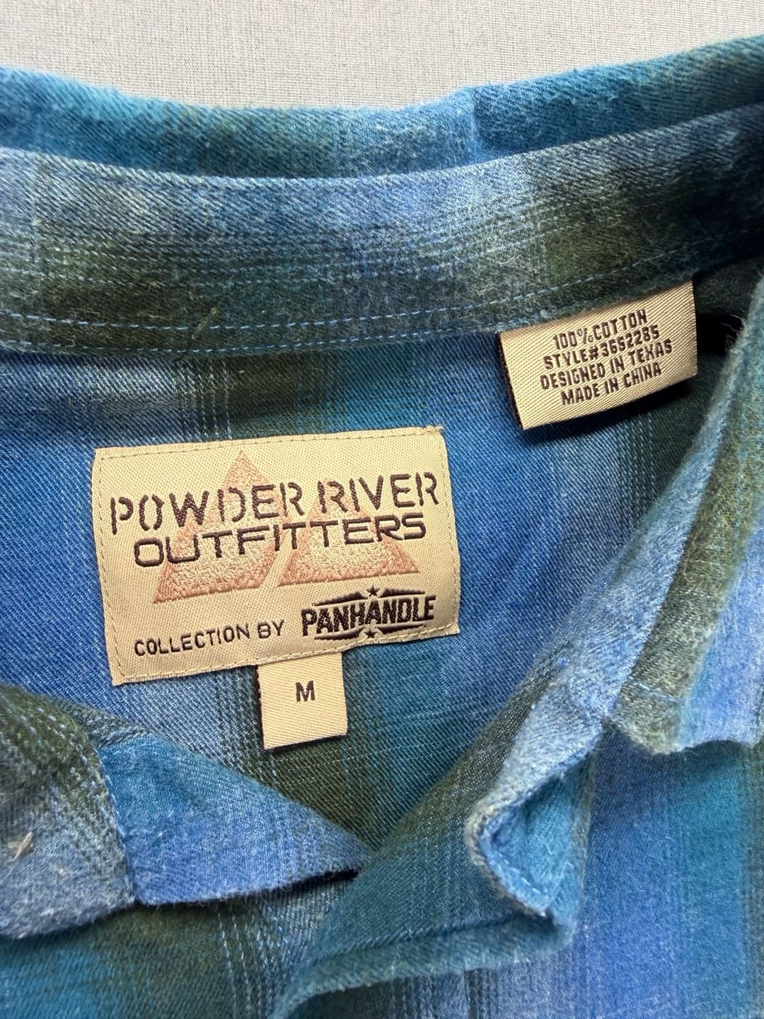 Powder River Outfitters Collection by Panhandle Blue Plaid Long Sleeve Western 4