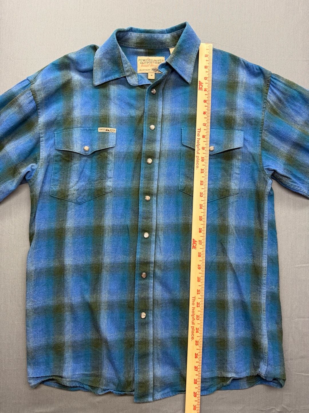 Powder River Outfitters Collection by Panhandle Blue Plaid Long Sleeve Western 5