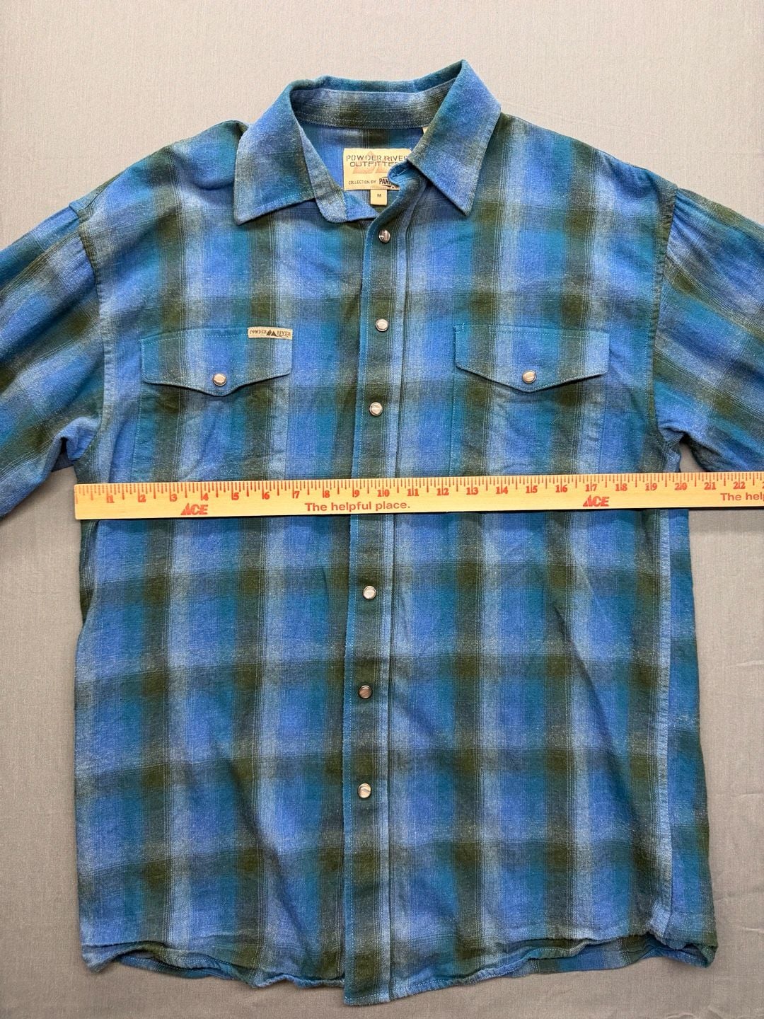 Powder River Outfitters Collection by Panhandle Blue Plaid Long Sleeve Western 6