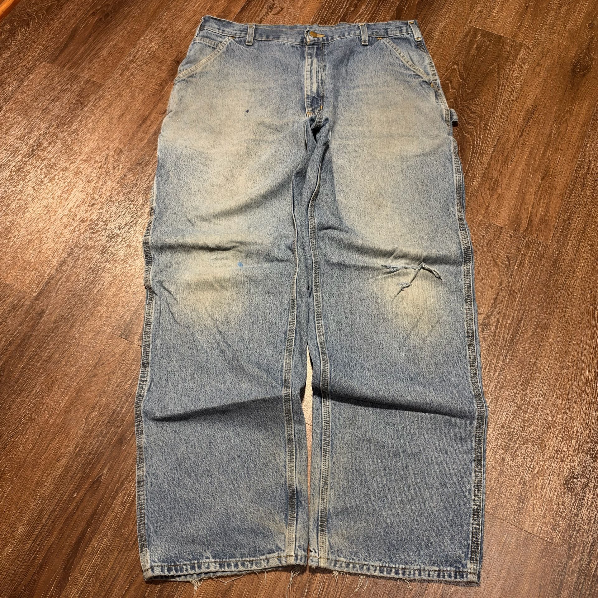 Carhartt Vintage Thrashed Faded Carpenter Jeans 38x32 Loose Original Baggy Fit 3