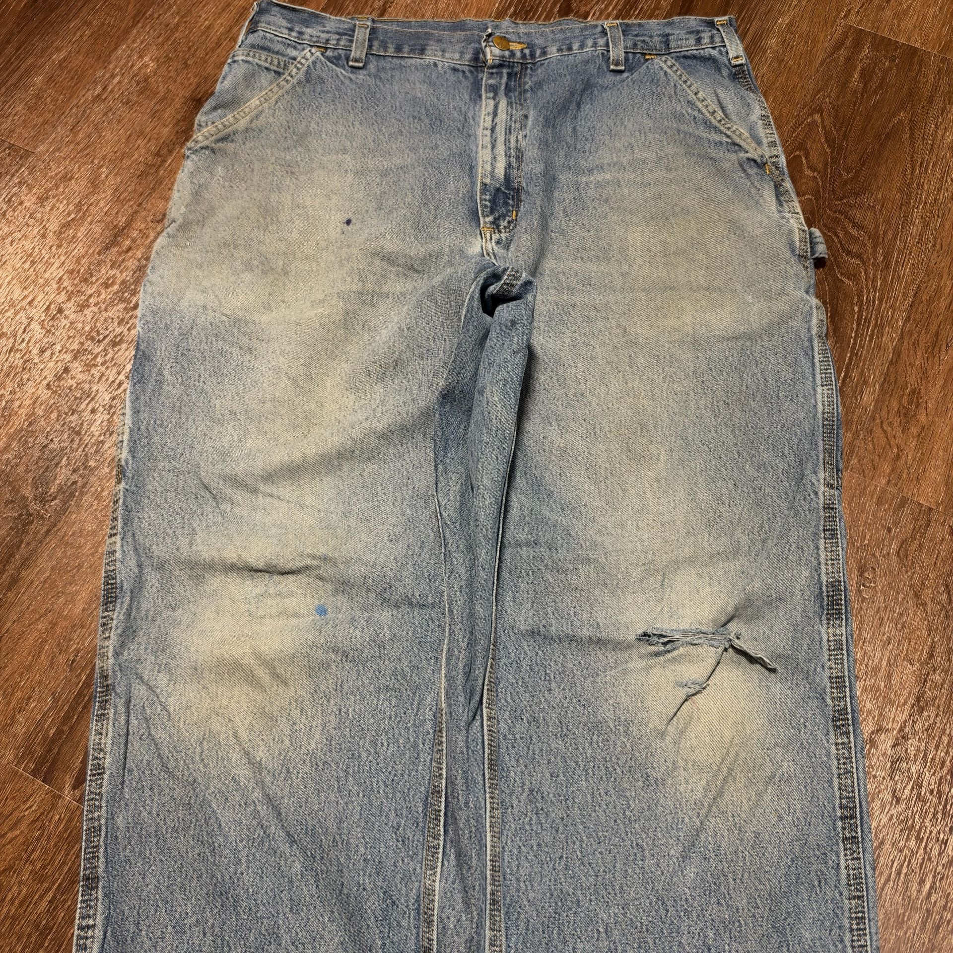 Carhartt Vintage Thrashed Faded Carpenter Jeans 38x32 Loose Original Baggy Fit 4