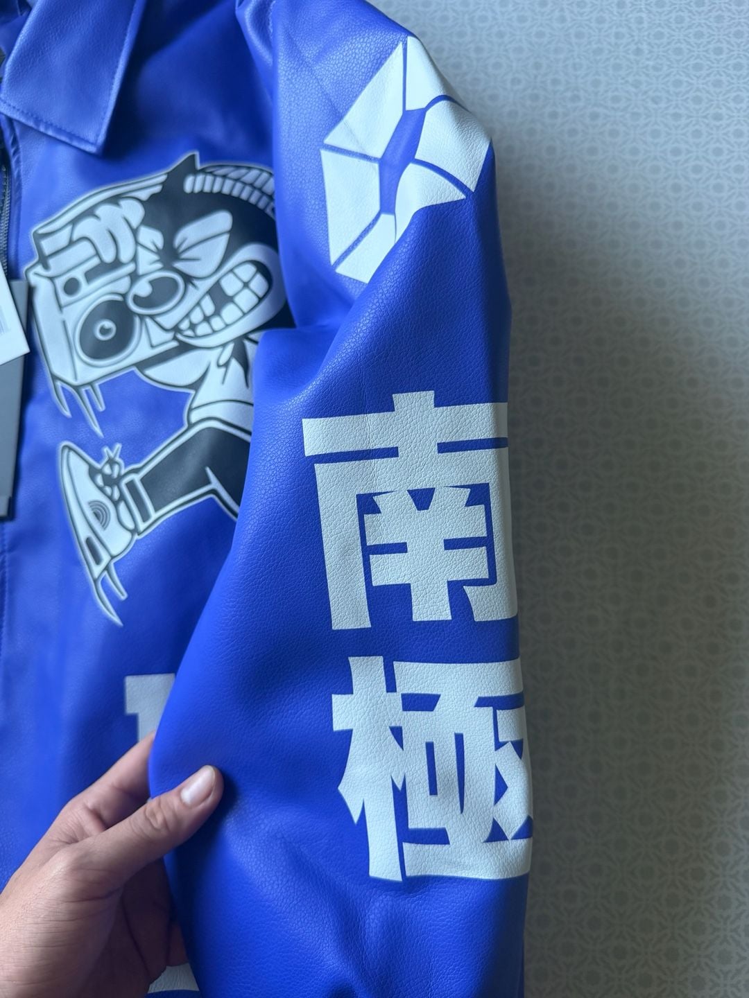 Southpole Midnight Riot Faux Leather Varsity Jacket Royal 7