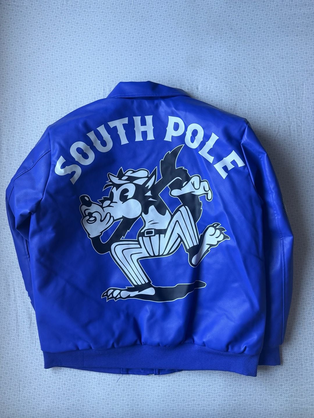 Southpole Midnight Riot Faux Leather Varsity Jacket Royal 8