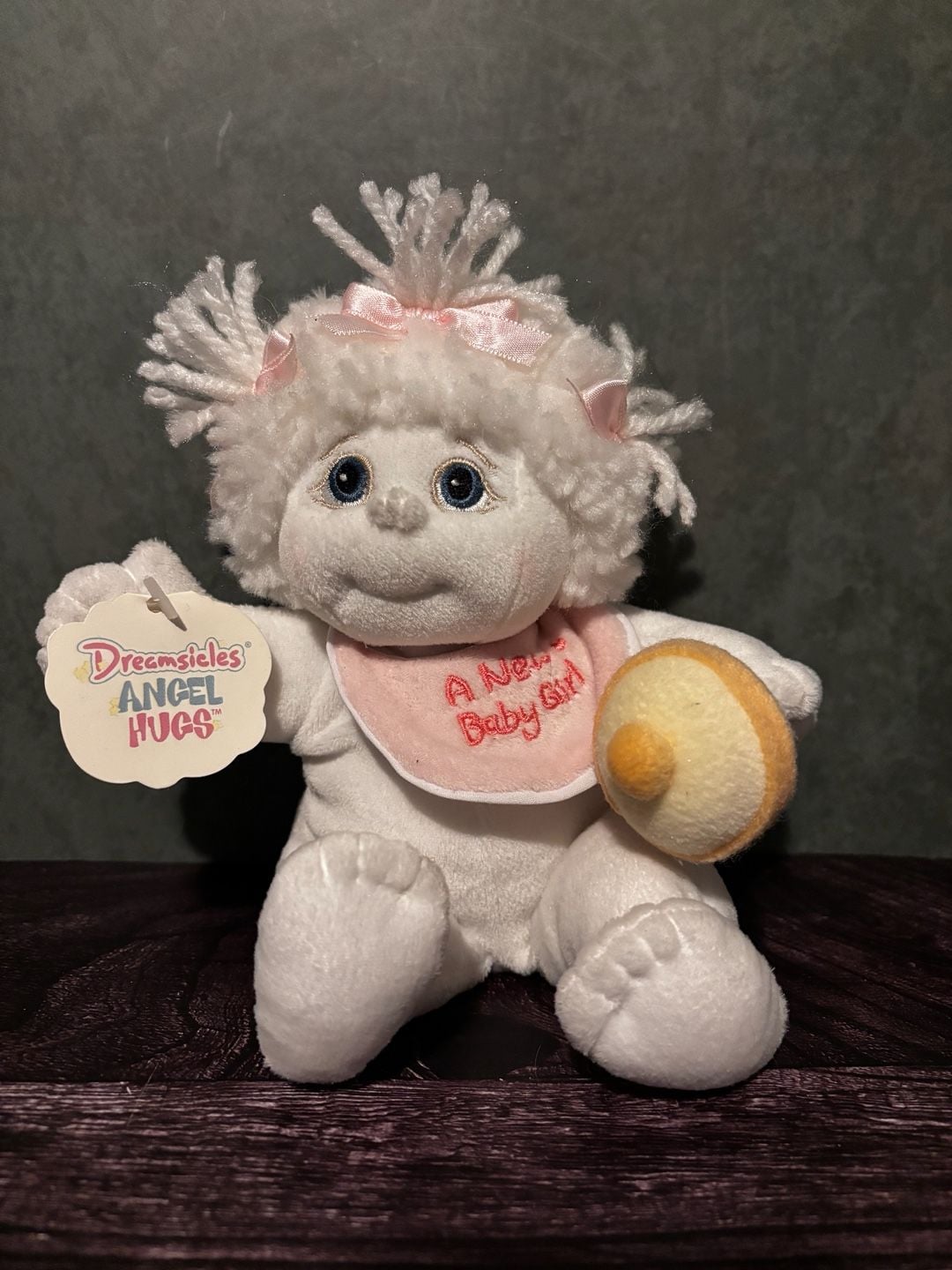 Dreamsicles Angel Hugs Plush A New Baby Girl Doll White With Bib And Rattle 1