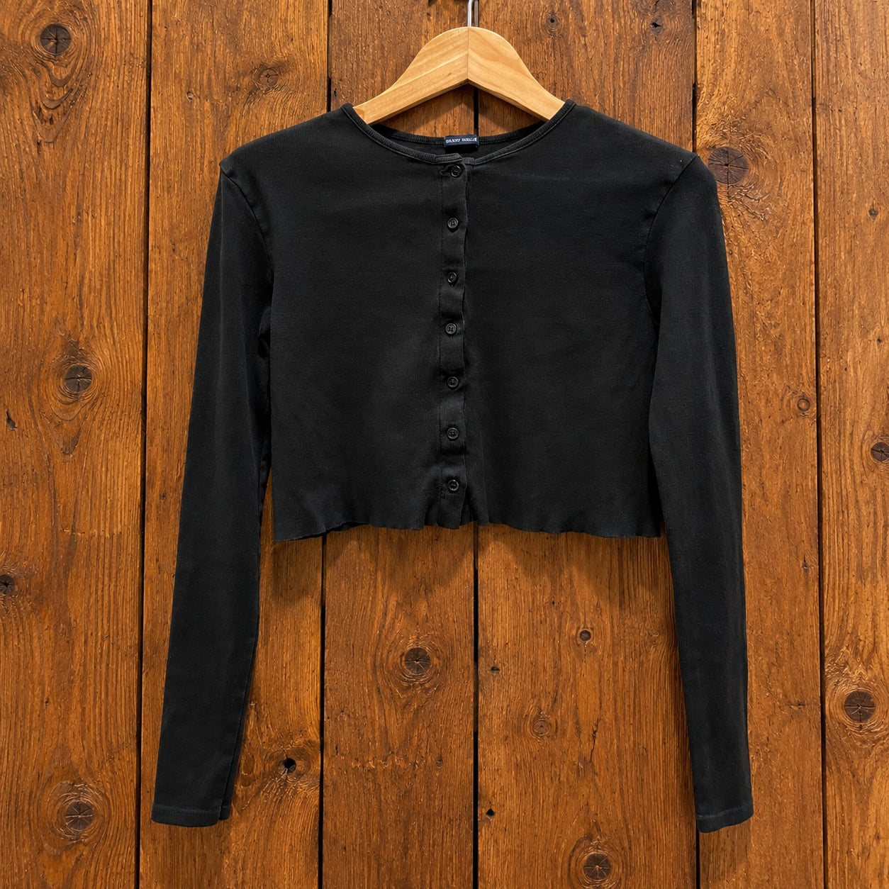 Brandy Melville Black Cropped Button Front Cardigan Long Sleeve S/M 4