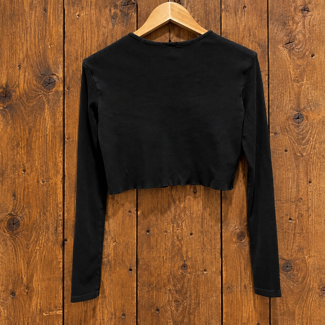 Brandy Melville Black Cropped Button Front Cardigan Long Sleeve S/M 7