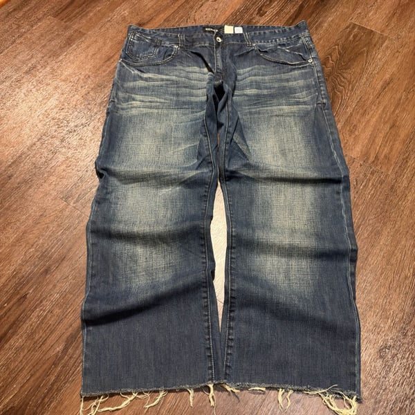 Rocawear Classic Fit Jeans Size 40 Blue Denim Raw Hem Y2K Streetwear