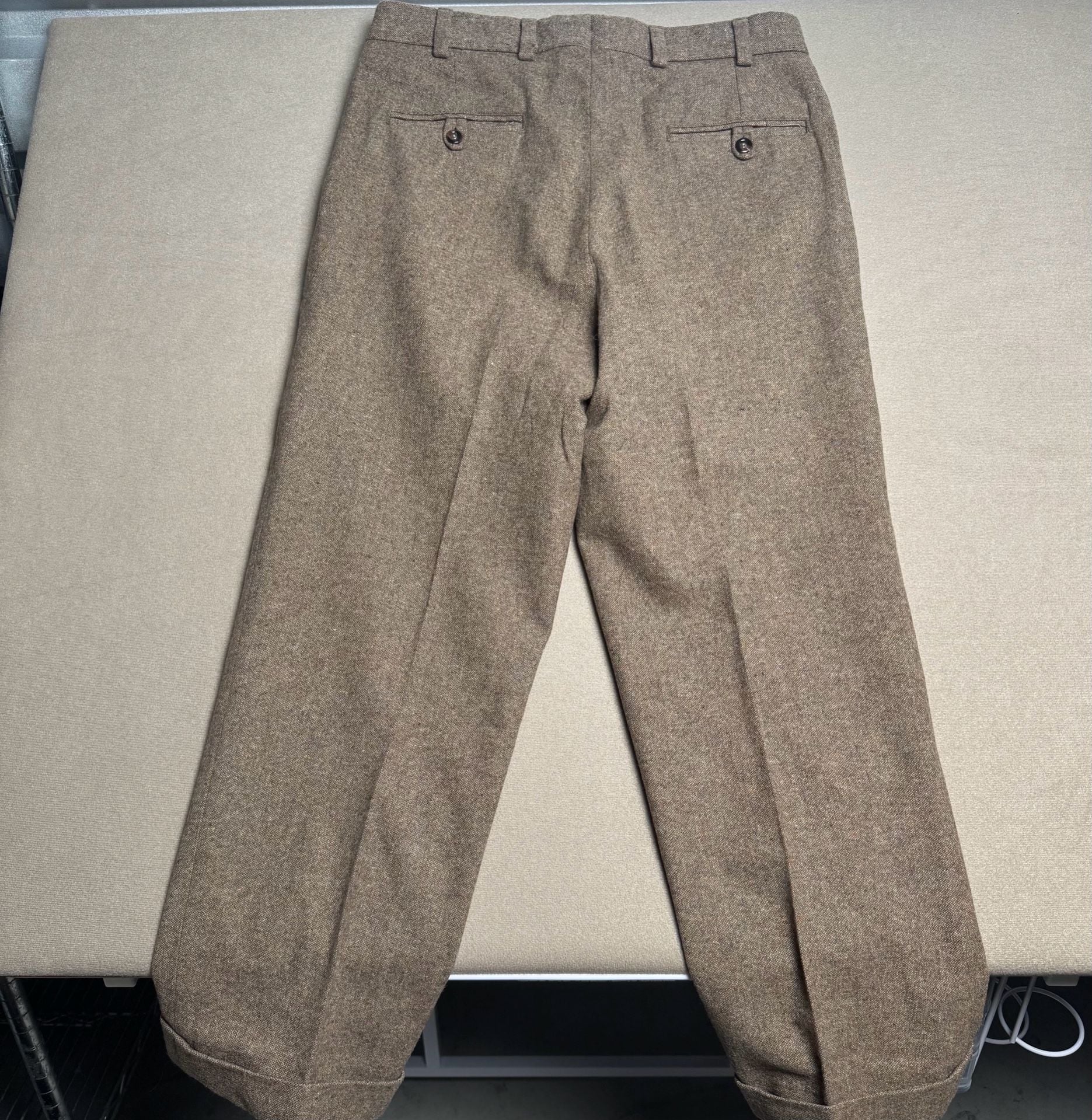 Bill Khakis Vintage Brown Tweed Trousers Flat Front Dress Pants 3
