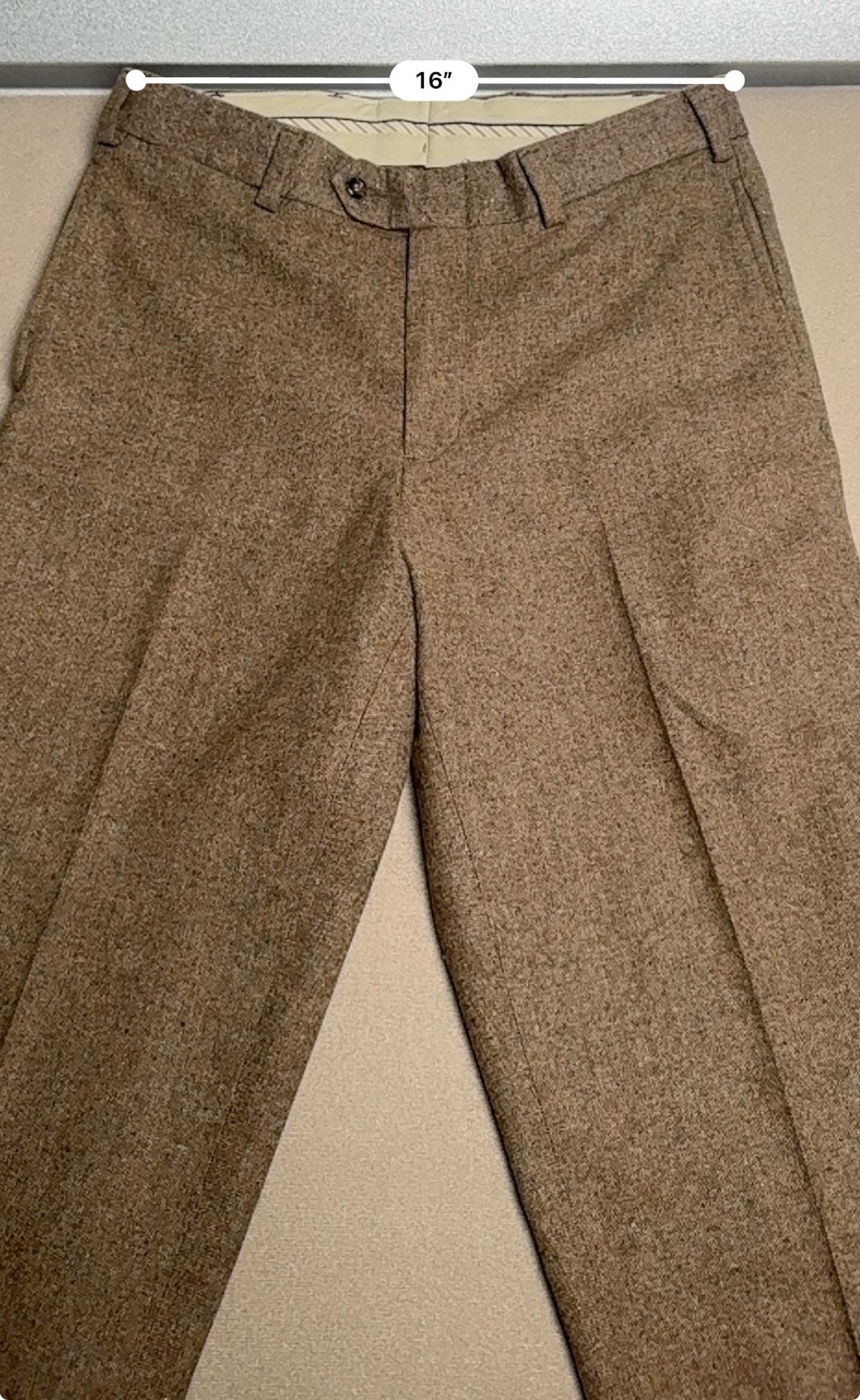 Bill Khakis Vintage Brown Tweed Trousers Flat Front Dress Pants 7