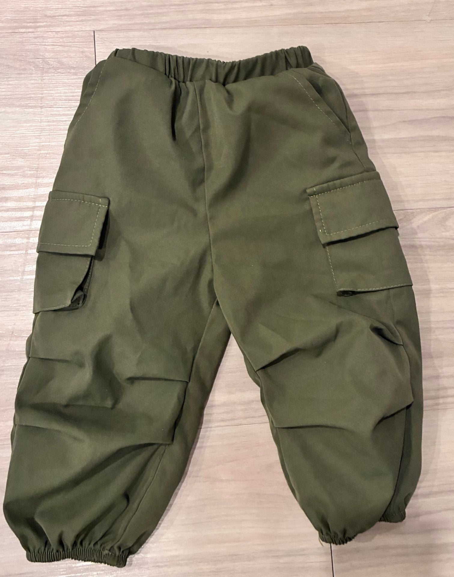 Baby Flap Pocket Cargo Pants 9-12M Green Elastic Waist 2