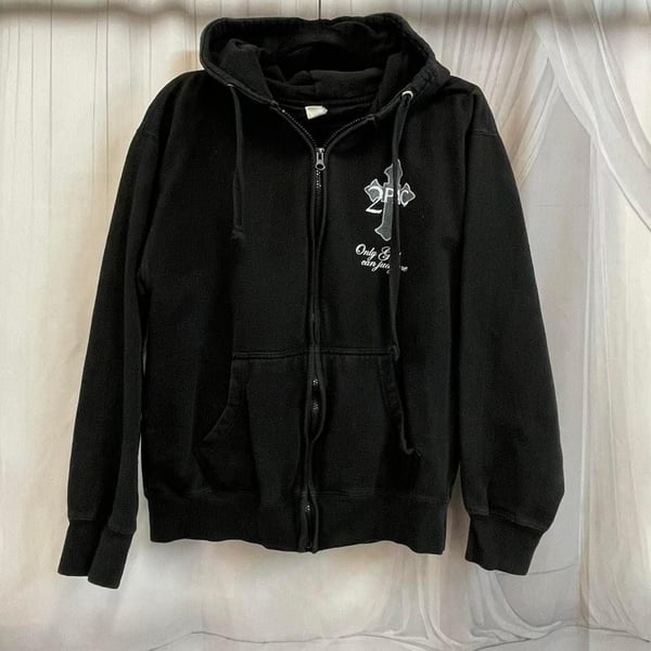 Cotton Heritage 2Pac Zip Hoodie Size L Black Only God Can Judge Me Graphic