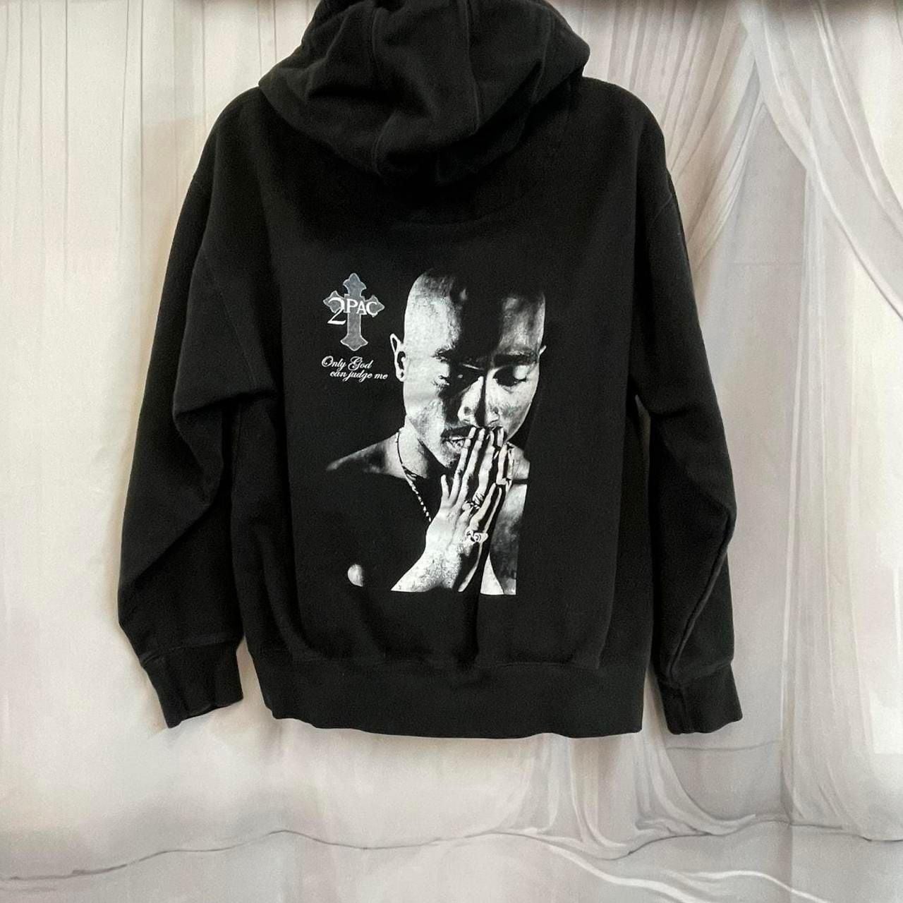 Cotton Heritage 2Pac Zip Hoodie Size L Black Only God Can Judge Me Graphic 4