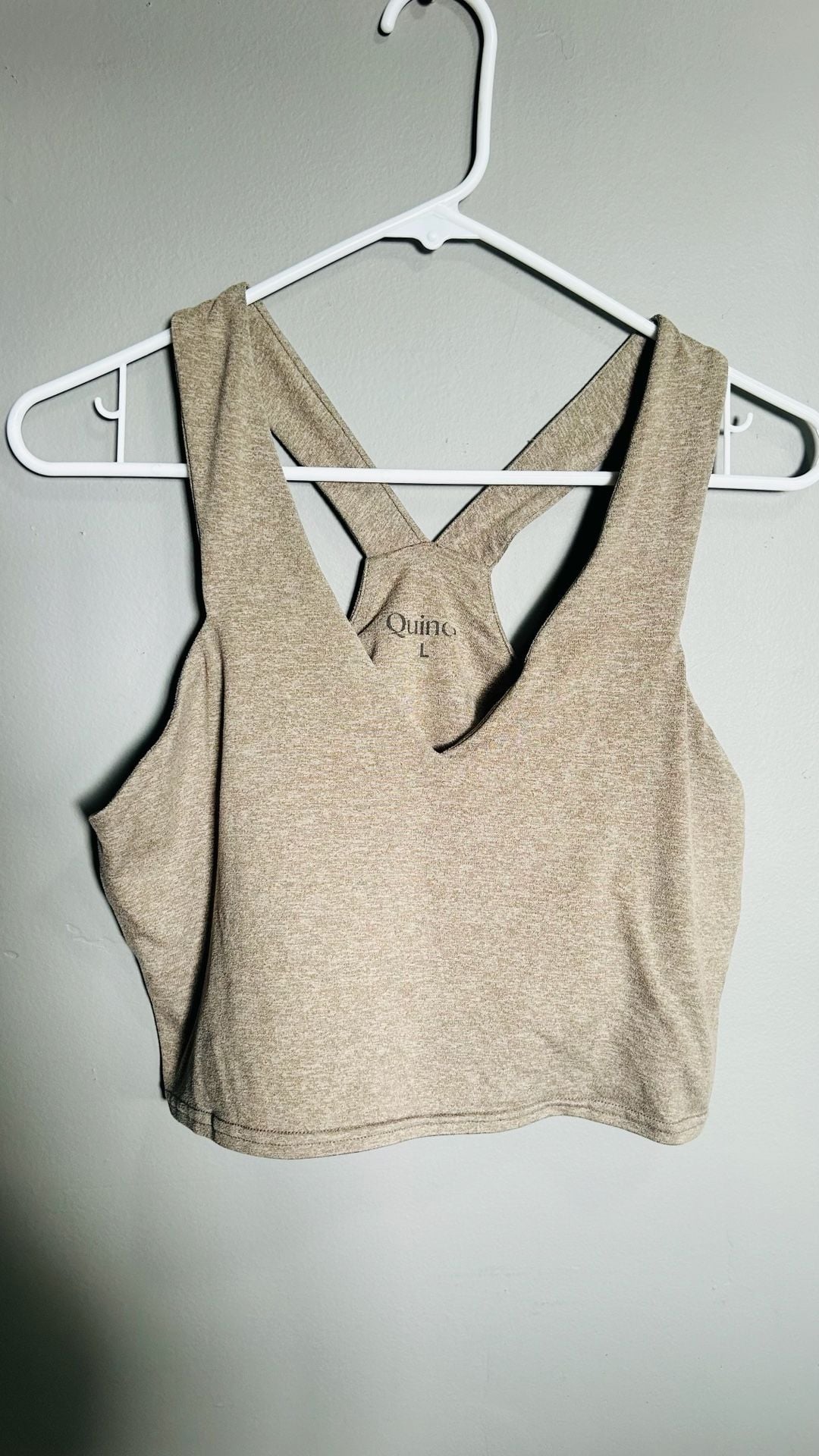 Quince Tank Top Size L Brown Heather V-Neck Crop 2