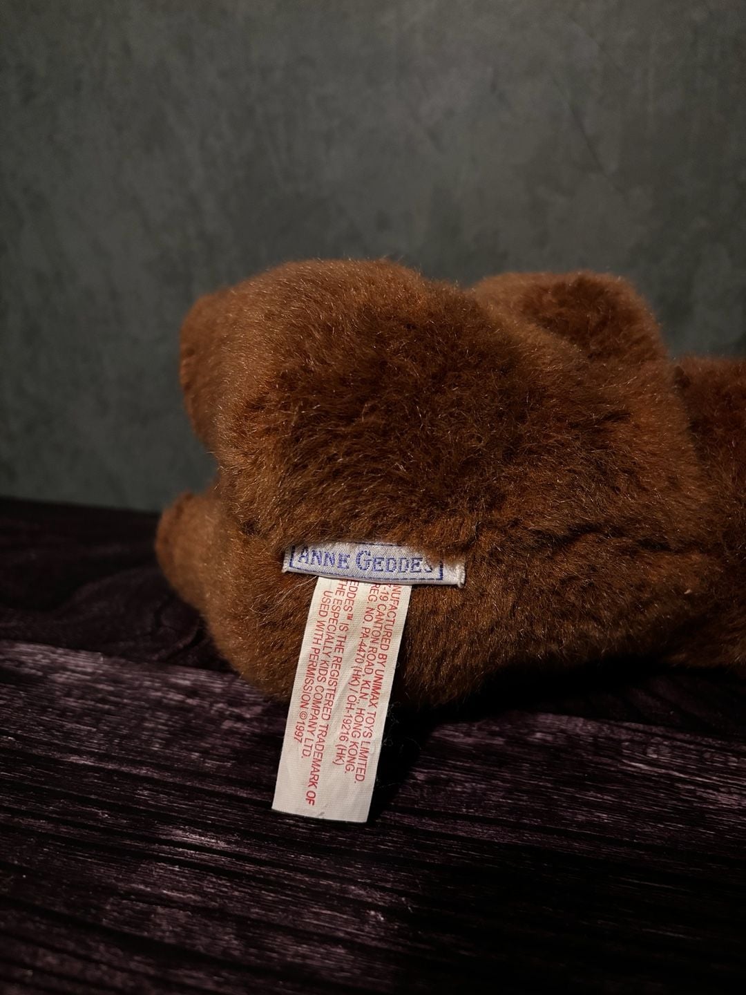 Anne Geddes Baby Bear Doll Plush Brown Bear Blue Eyes Vintage 1997 3