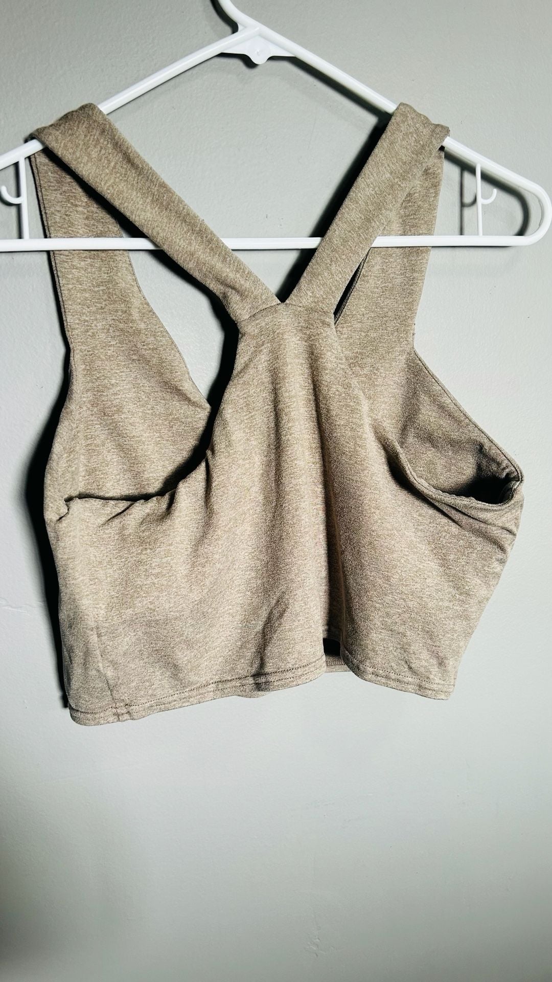 Quince Tank Top Size L Brown Heather V-Neck Crop 4