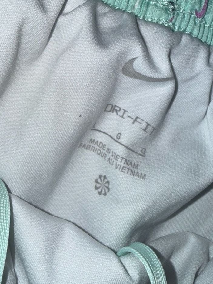 Kids Nike Dri-FIT Tempo Running Shorts Size L Mint Green Purple Swoosh Print 3