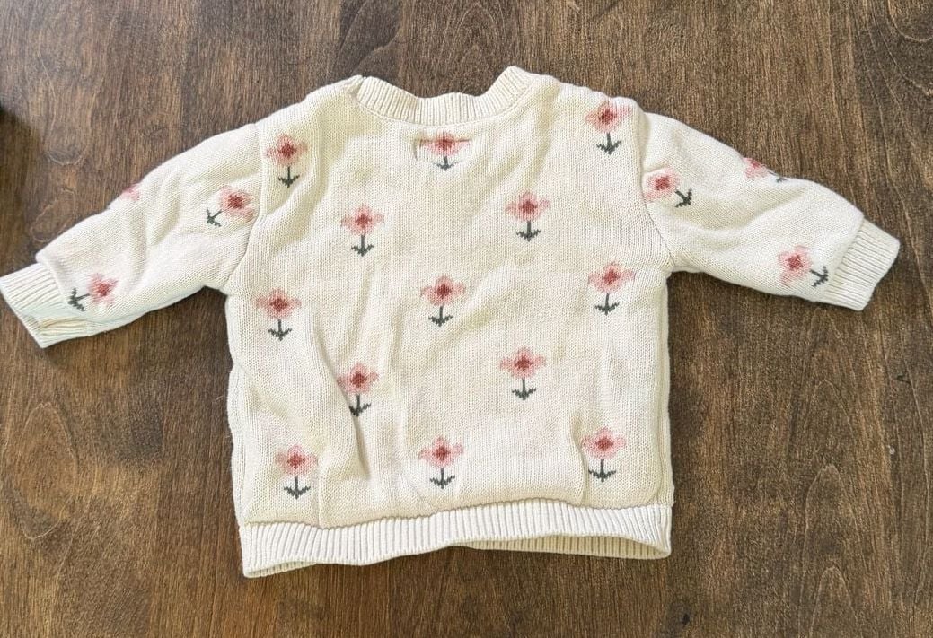 Little Planet Organic Cotton Sweater Wildflower Size 3M Ivory Knit 6