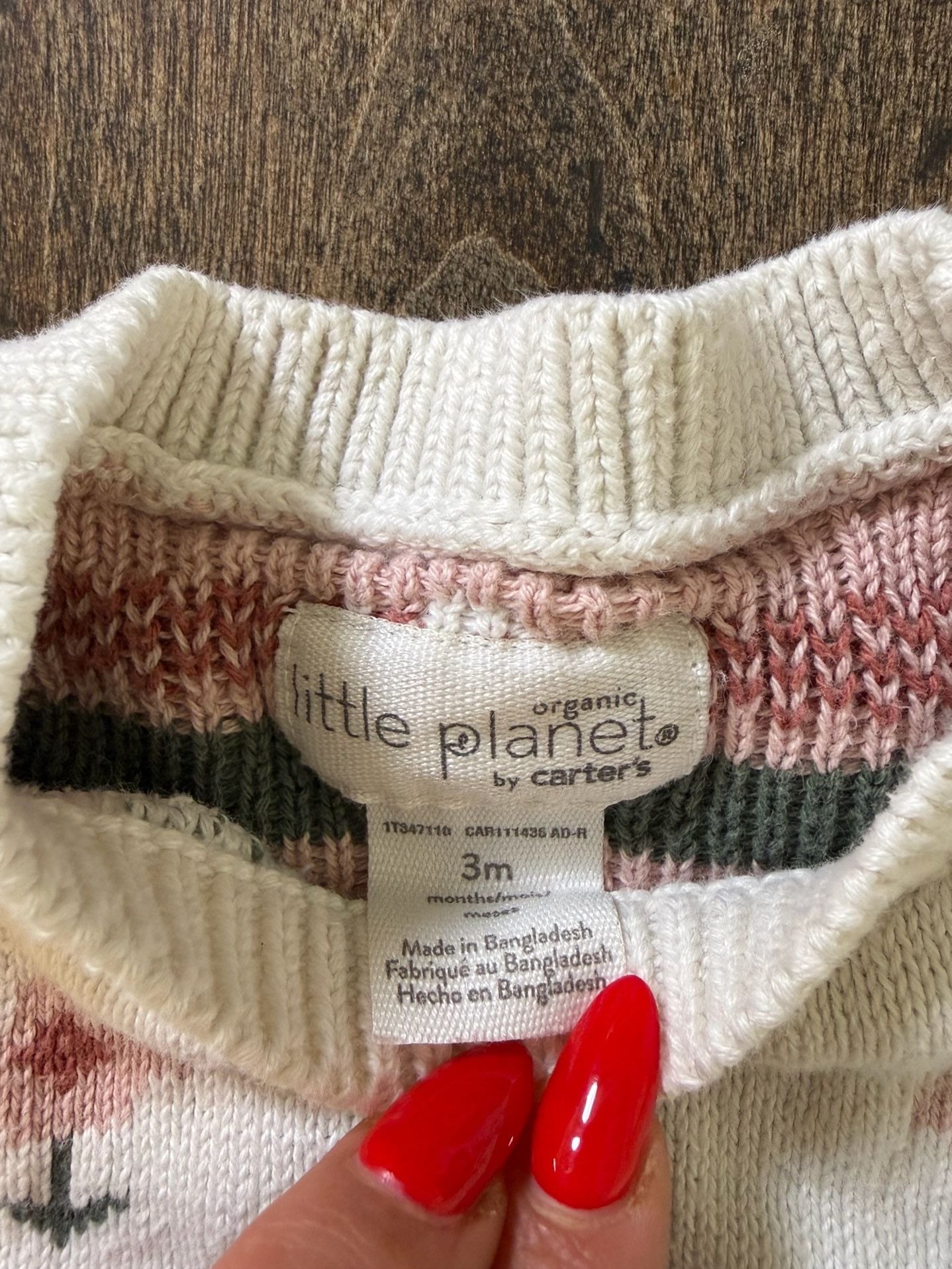 Little Planet Organic Cotton Sweater Wildflower Size 3M Ivory Knit 4