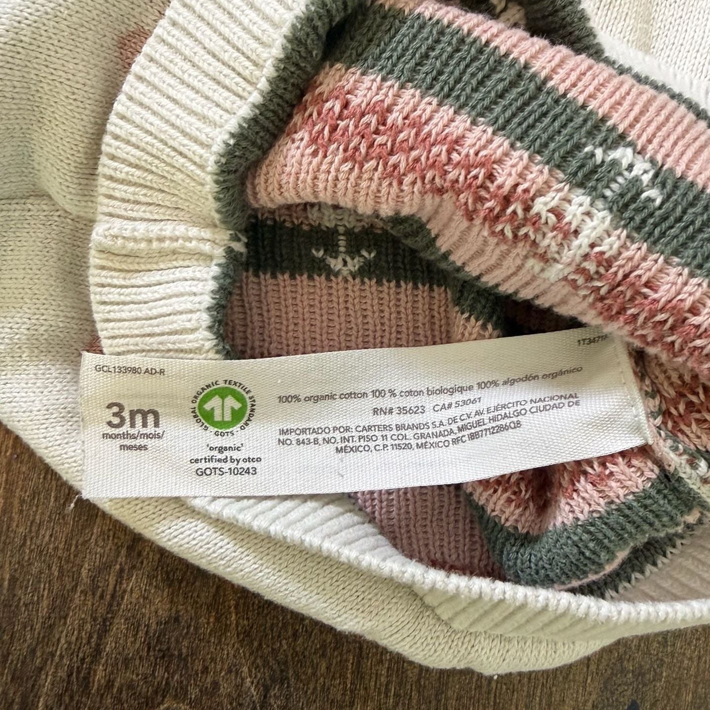 Little Planet Organic Cotton Sweater Wildflower Size 3M Ivory Knit 5