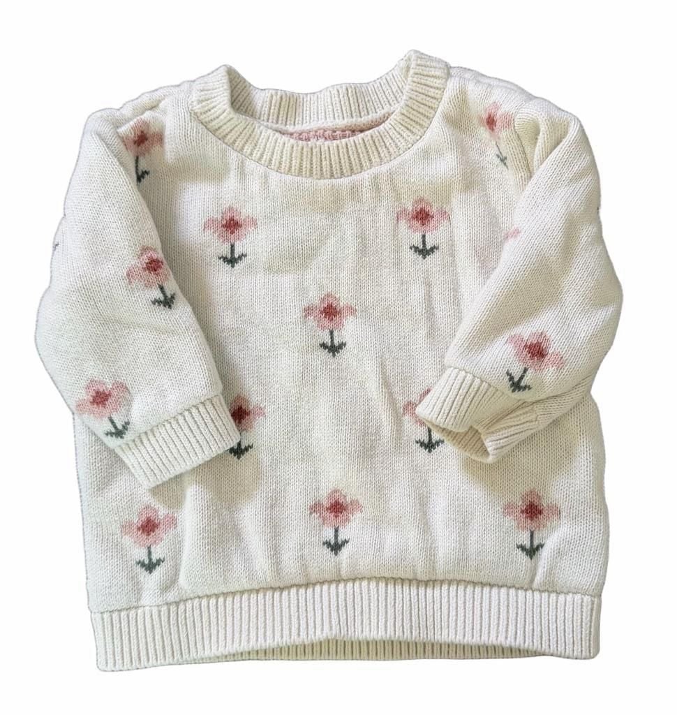 Little Planet Organic Cotton Sweater Wildflower Size 3M Ivory Knit 2