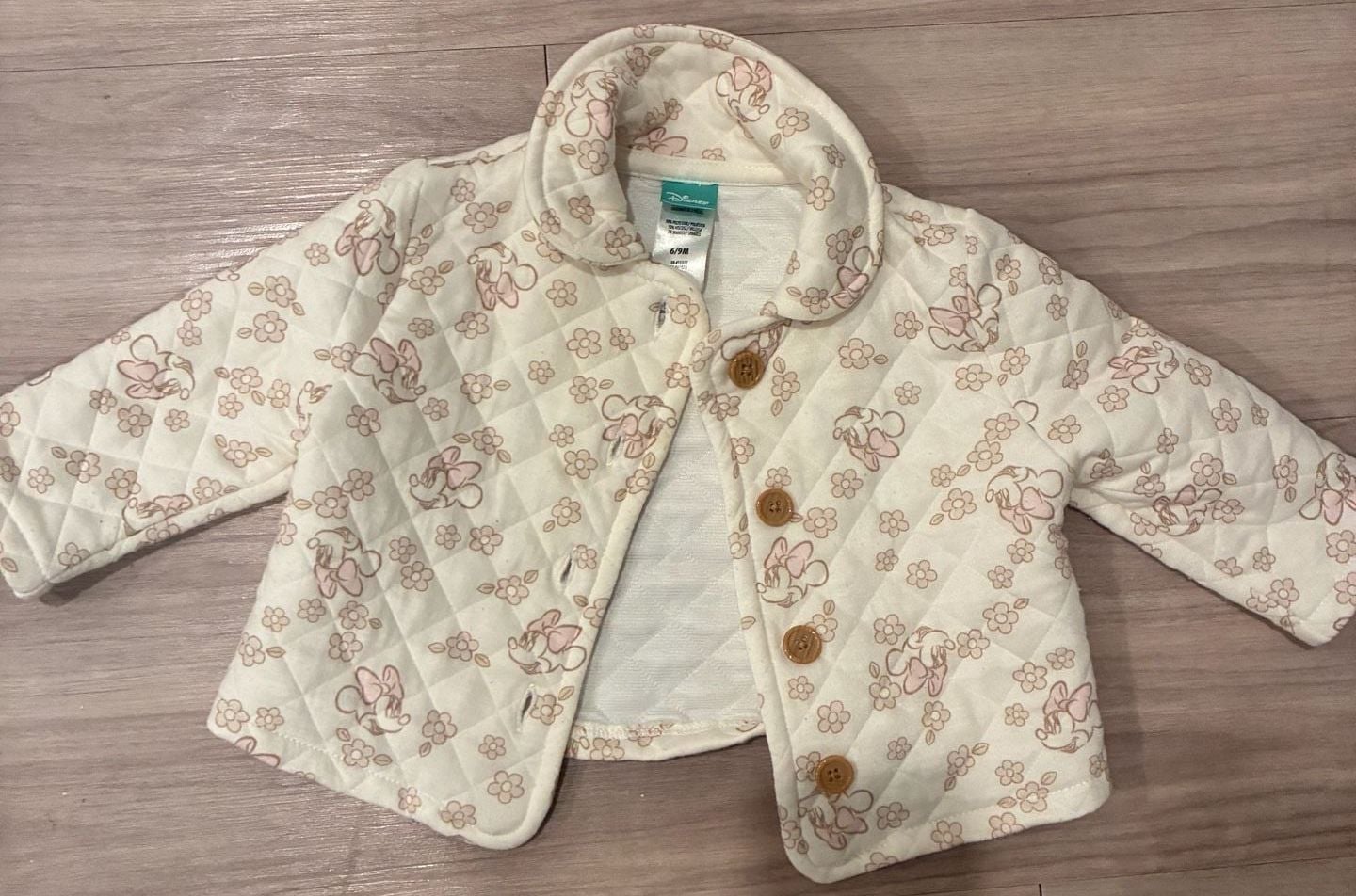 Disney Baby Minnie Mouse Quilted Jacket Size 6-9M Floral 1