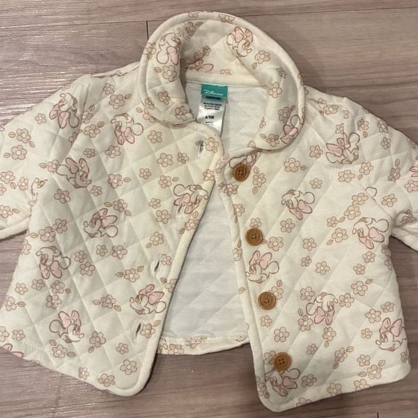 Disney Baby Minnie Mouse Quilted Jacket Size 6-9M Floral