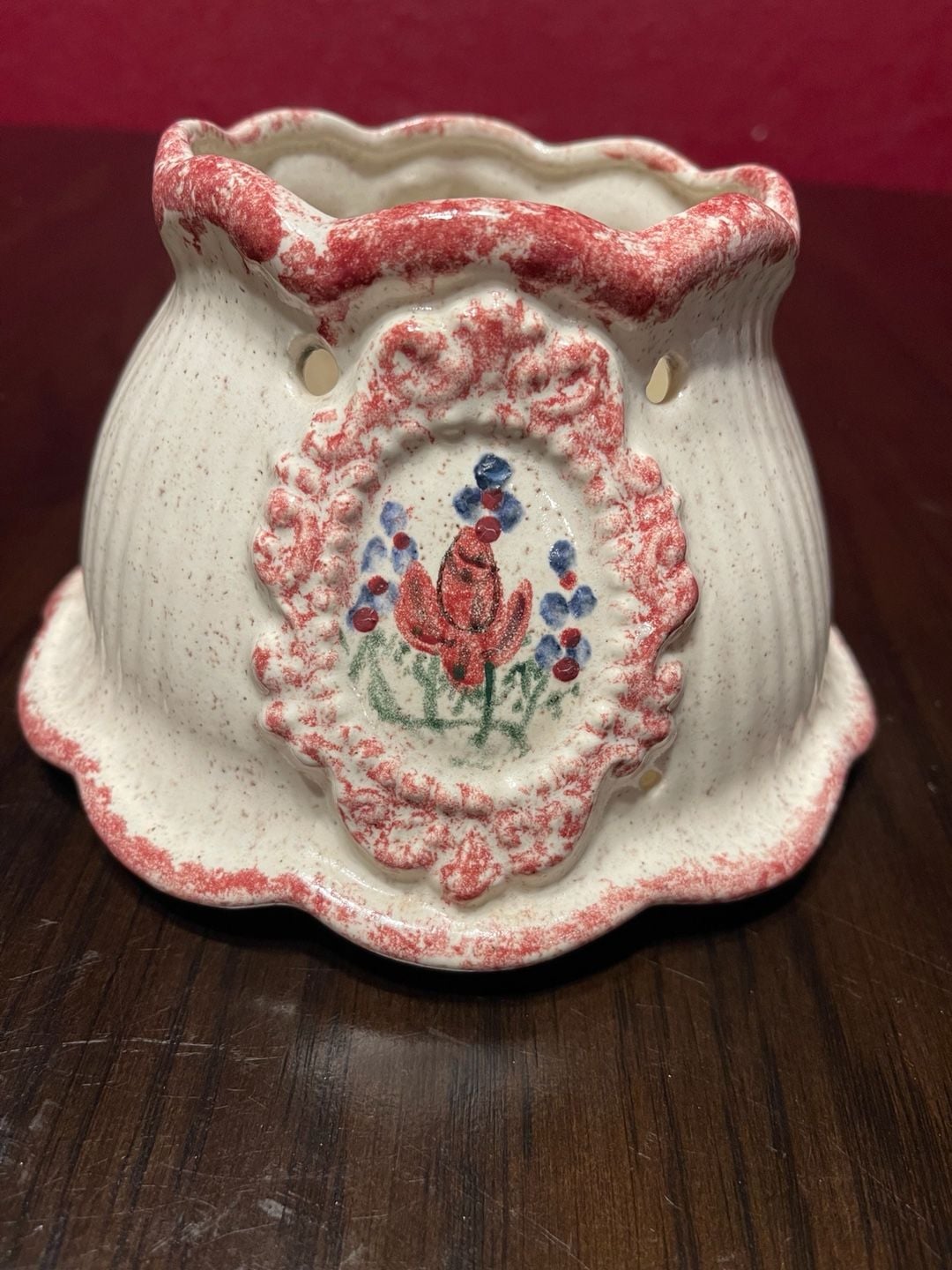 Blue Sky Clayworks Red Rose Ceramic Candle Jar Shade 1