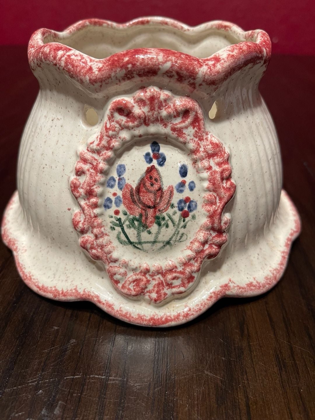 Blue Sky Clayworks Red Rose Ceramic Candle Jar Shade 3