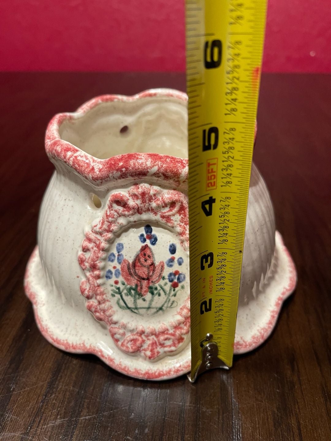 Blue Sky Clayworks Red Rose Ceramic Candle Jar Shade 7