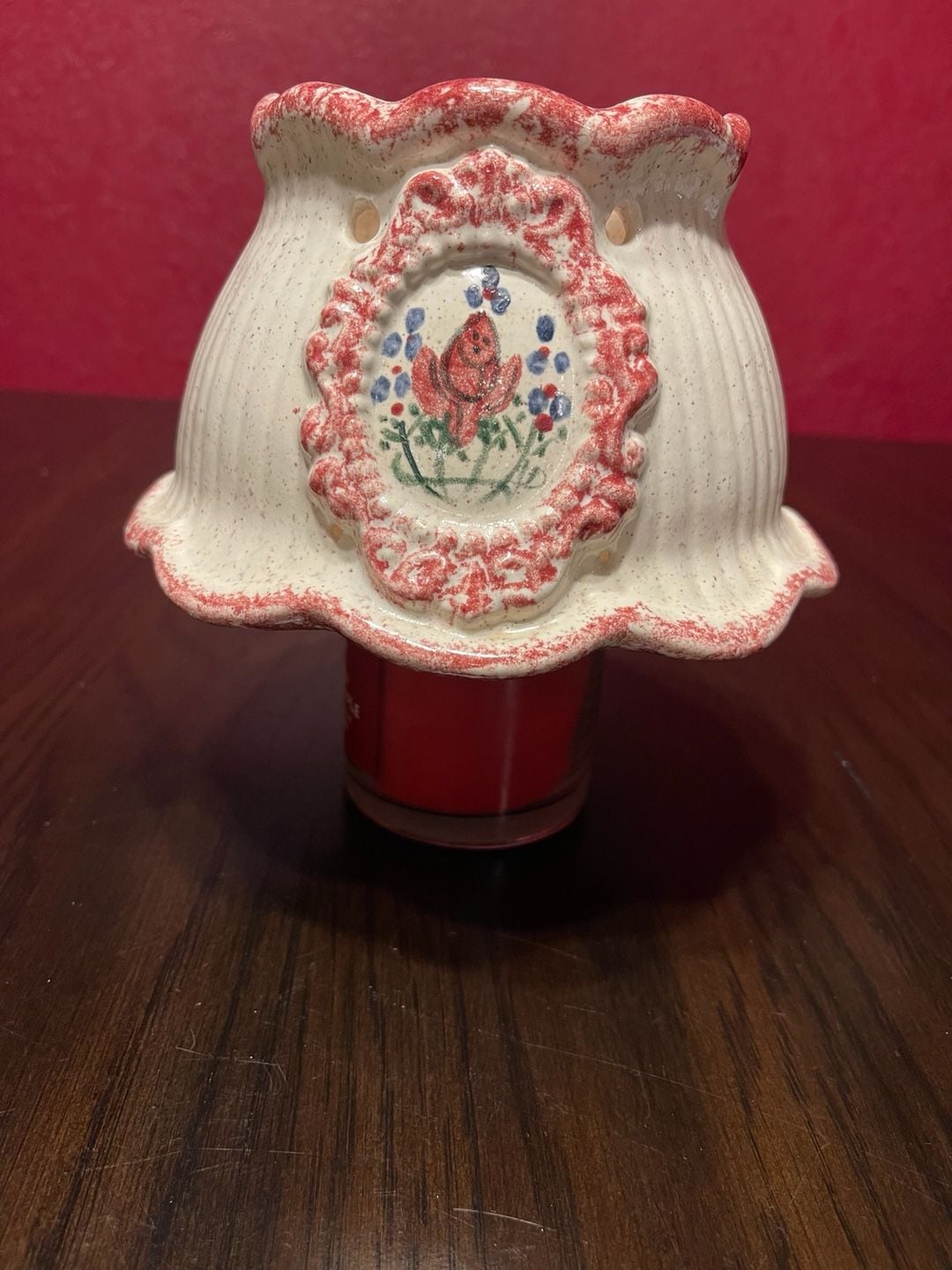 Blue Sky Clayworks Red Rose Ceramic Candle Jar Shade 12