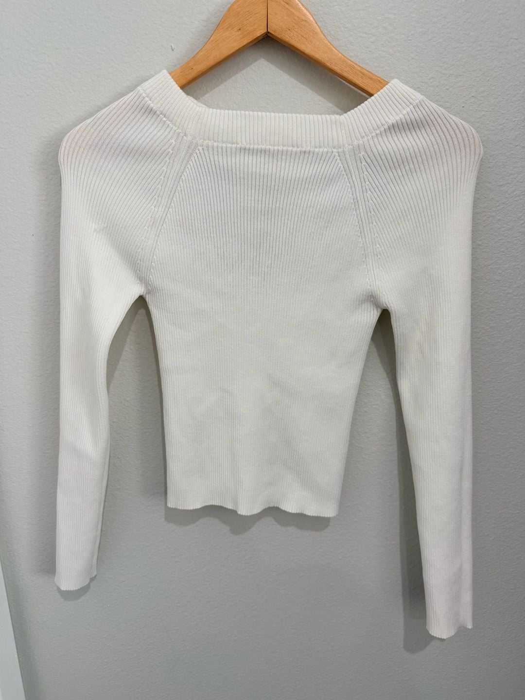 All in Favor Open Back Rib Sweater White Size S 2