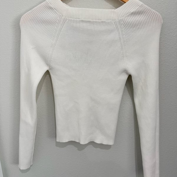 All in Favor Open Back Rib Sweater White Size S