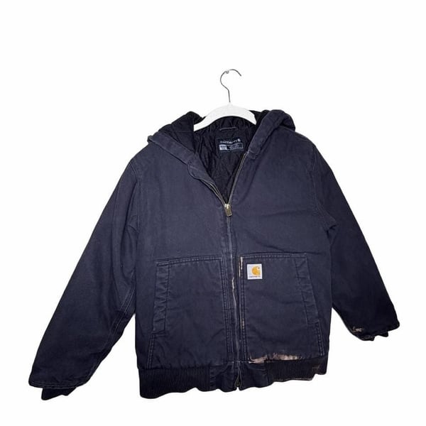 READ Distressed Carhartt Quilted Lined Hooded Jacket Size M 10-12 Black 