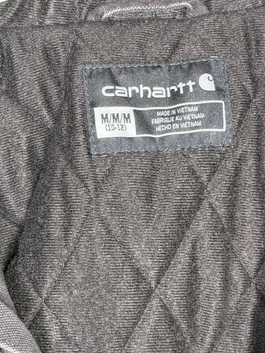 READ Distressed Carhartt Quilted Lined Hooded Jacket Size M 10-12 Black 5