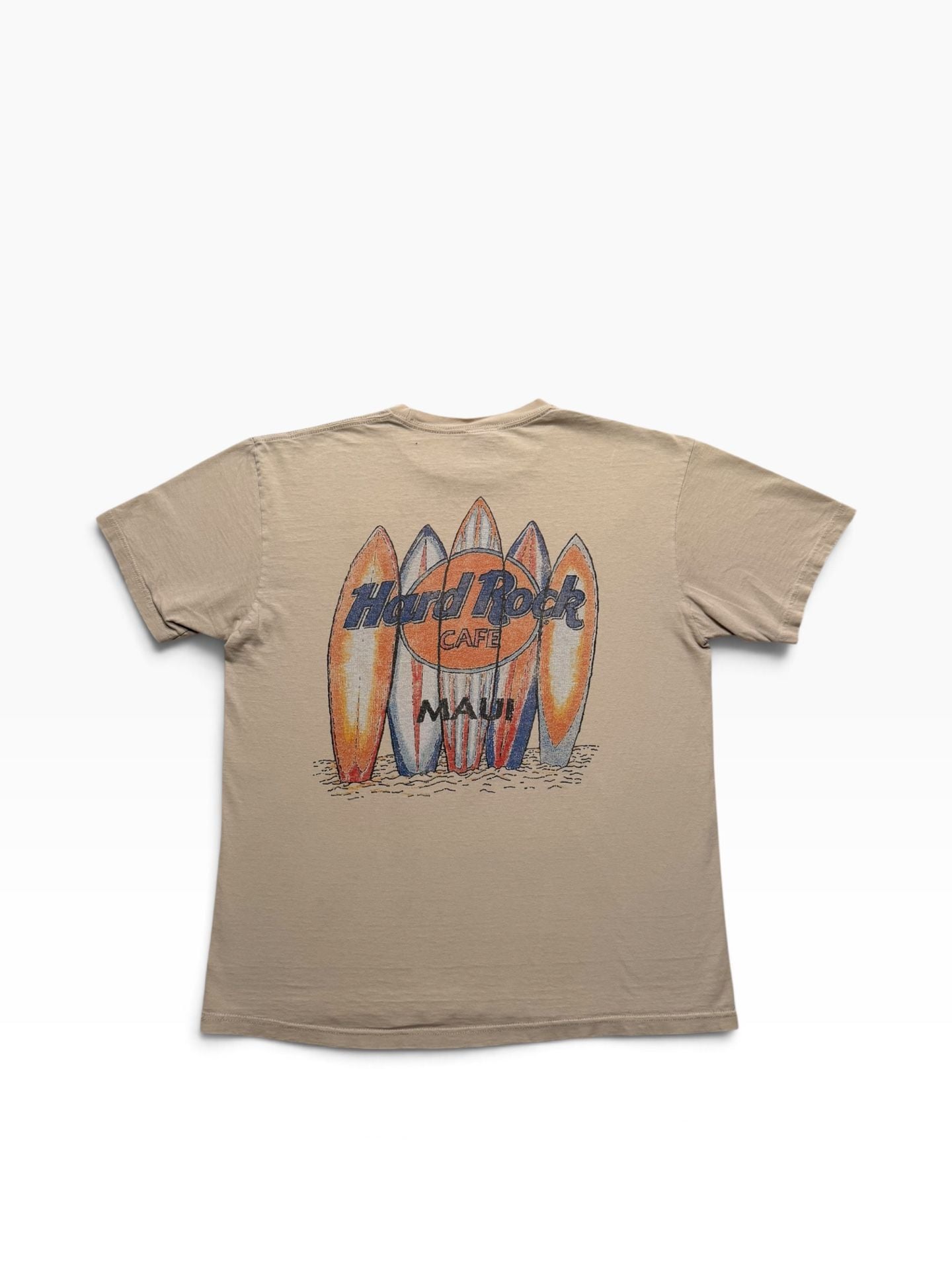 Hard Rock Cafe x Pacsun Vintage Maui T-Shirt Medium Tan Surfboard Graphic 2