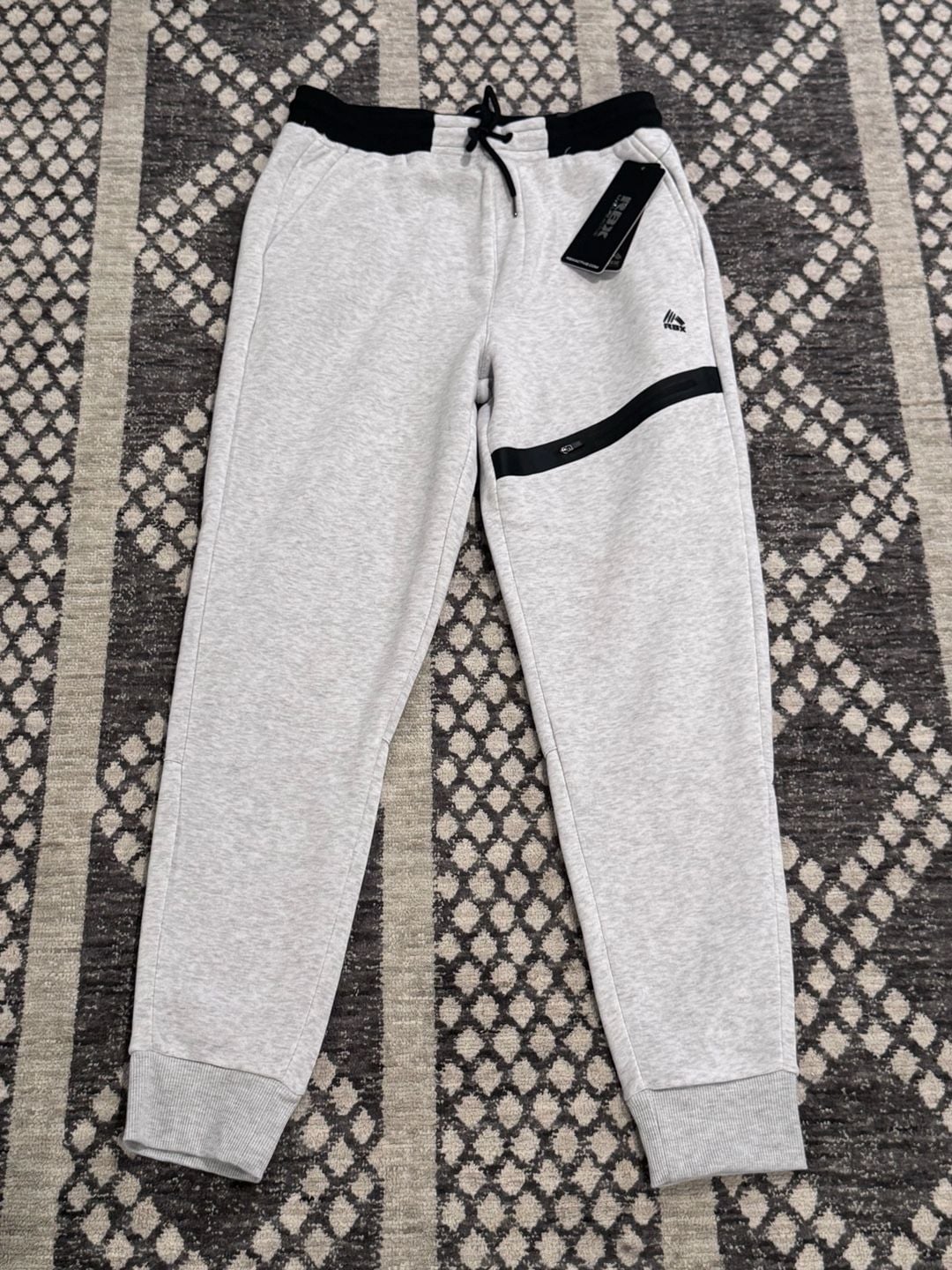 RBX Active Jogger Pants Size M Grey Heather Black Zipper Pocket 2