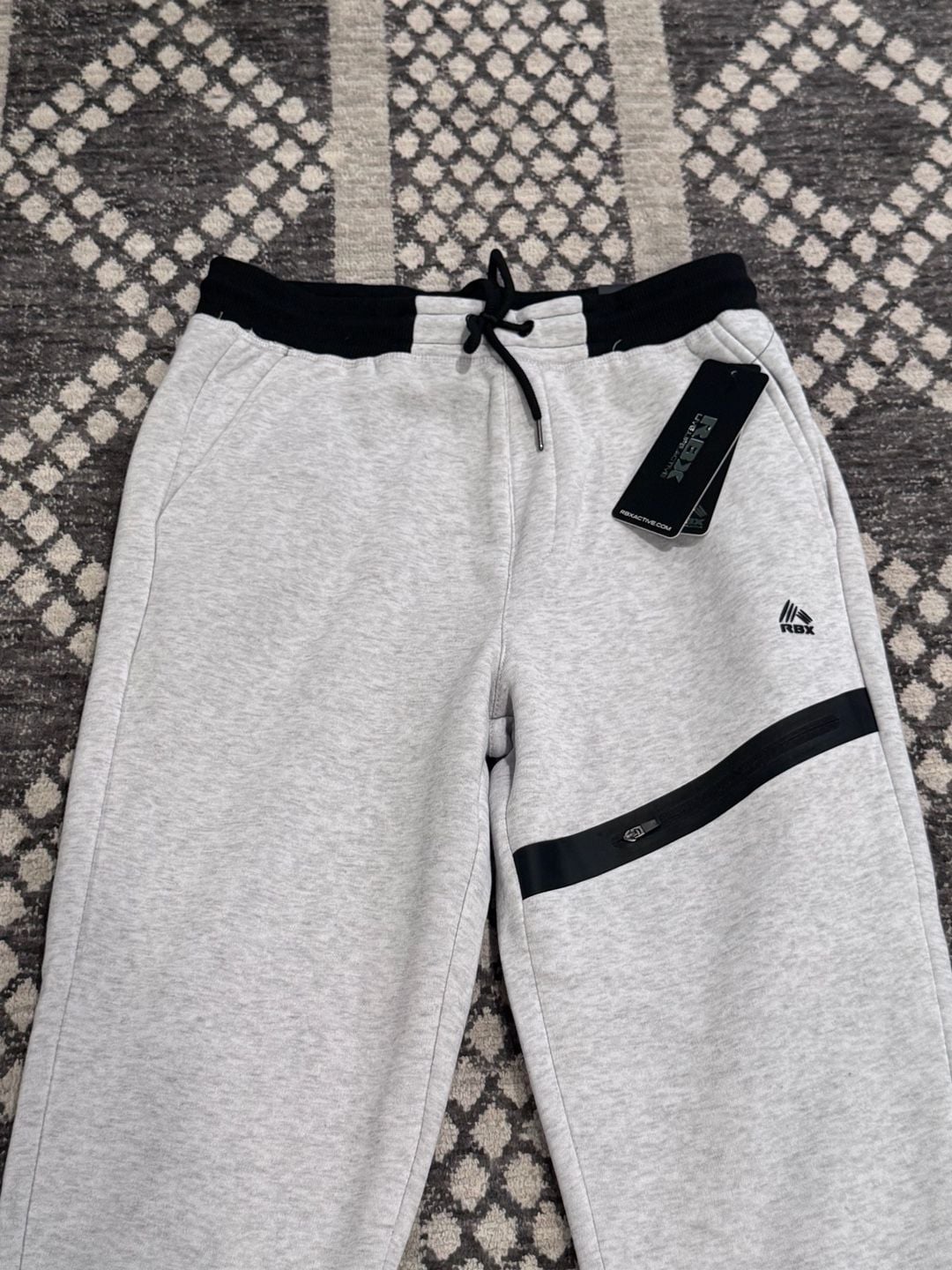 RBX Active Jogger Pants Size M Grey Heather Black Zipper Pocket 4