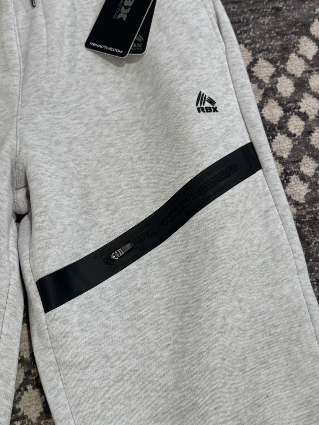 RBX Active Jogger Pants Size M Grey Heather Black Zipper Pocket 5
