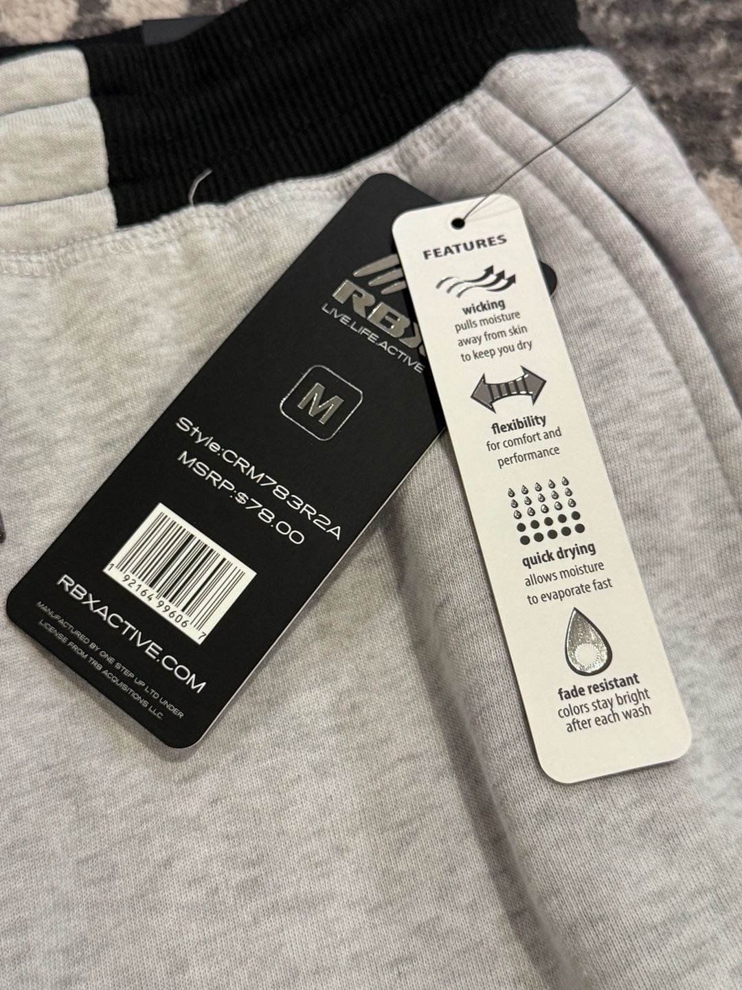 RBX Active Jogger Pants Size M Grey Heather Black Zipper Pocket 6