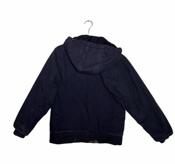 READ Distressed Carhartt Quilted Lined Hooded Jacket Size M 10-12 Black 3