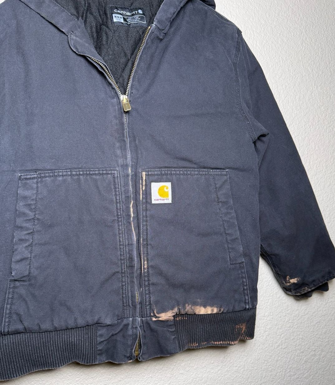 READ Distressed Carhartt Quilted Lined Hooded Jacket Size M 10-12 Black 6