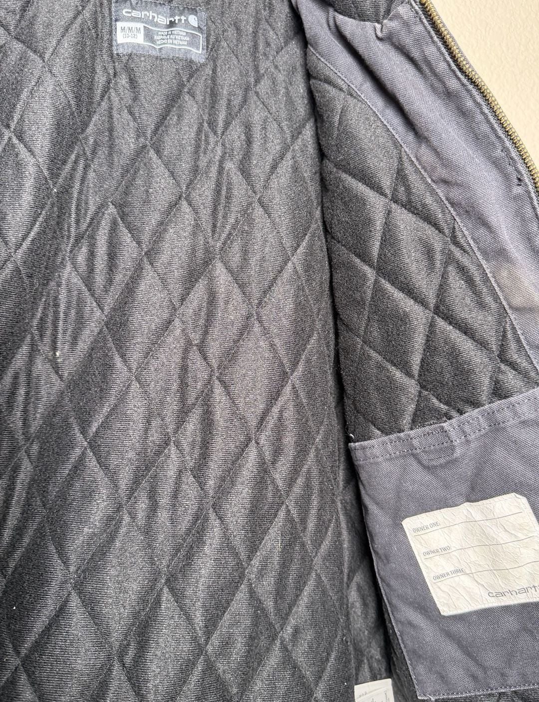 READ Distressed Carhartt Quilted Lined Hooded Jacket Size M 10-12 Black 7