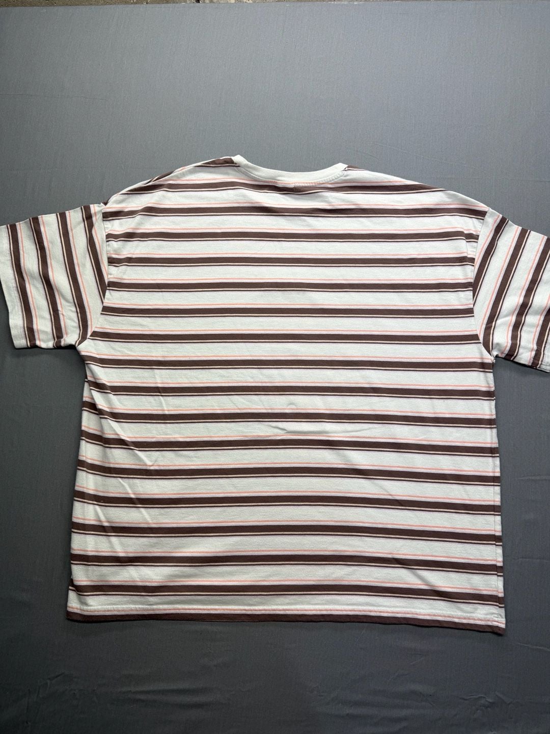 Volcom Coco Ho SS T-Shirt One Size Fits Most White Brown Striped 6