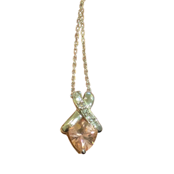 Sterling Silver 925 Pink Gemstone Pendant Necklace