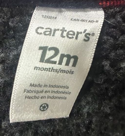 Carter's Toggle Hoodie Size 12M Black Gray Fleece Red Buffalo Plaid 4
