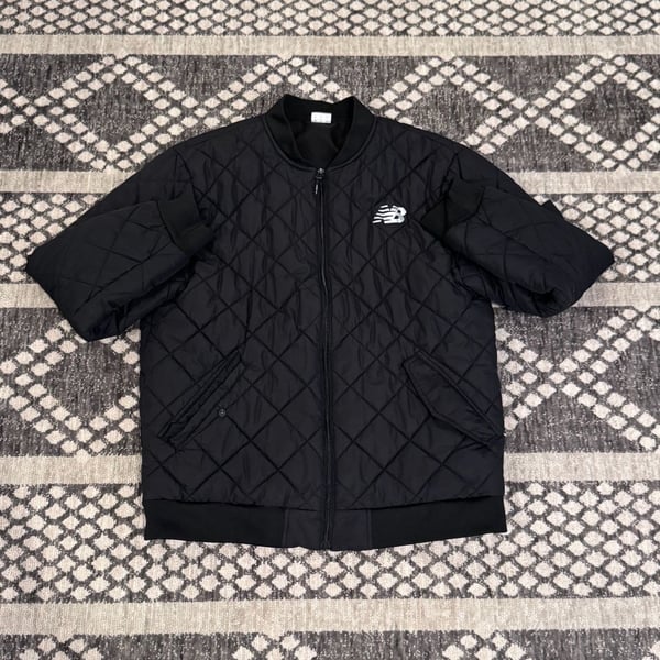 New Balance Quilted Bomber Jacket Size M Black Diamond Pattern