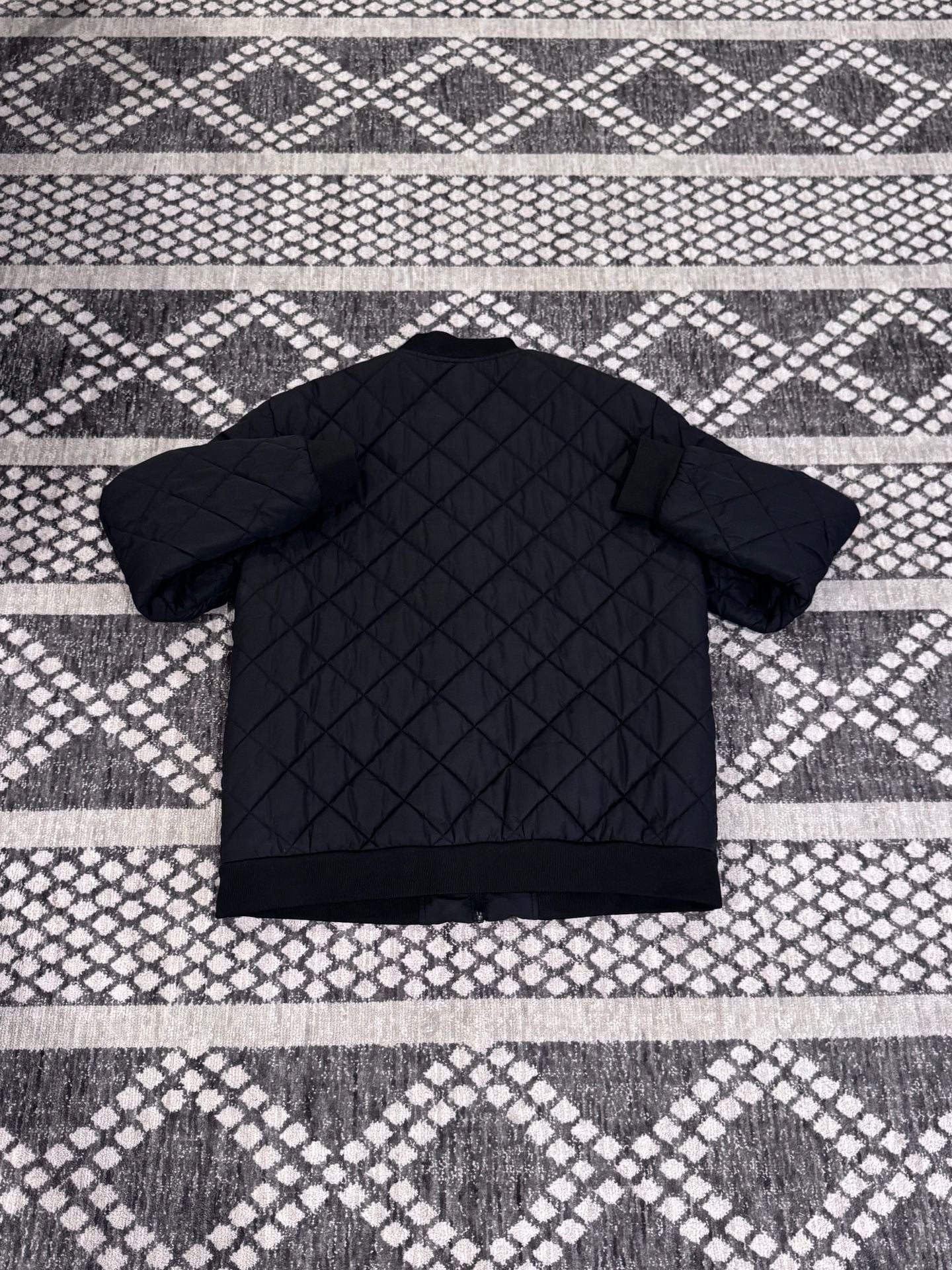New Balance Quilted Bomber Jacket Size M Black Diamond Pattern 3