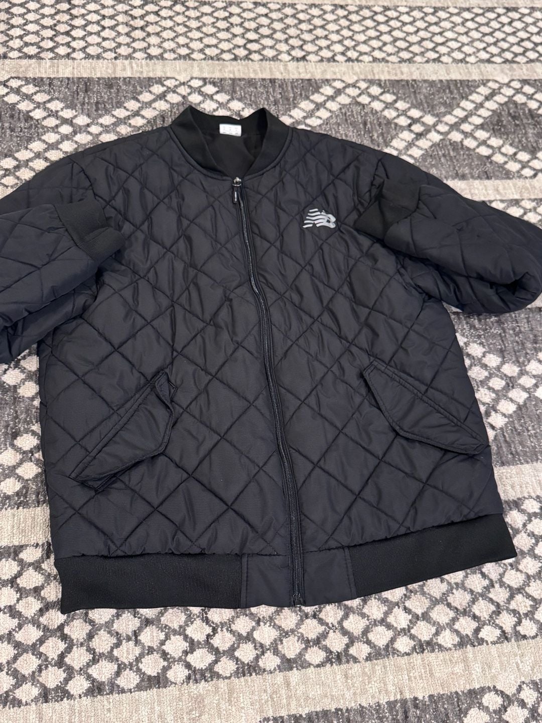 New Balance Quilted Bomber Jacket Size M Black Diamond Pattern 5