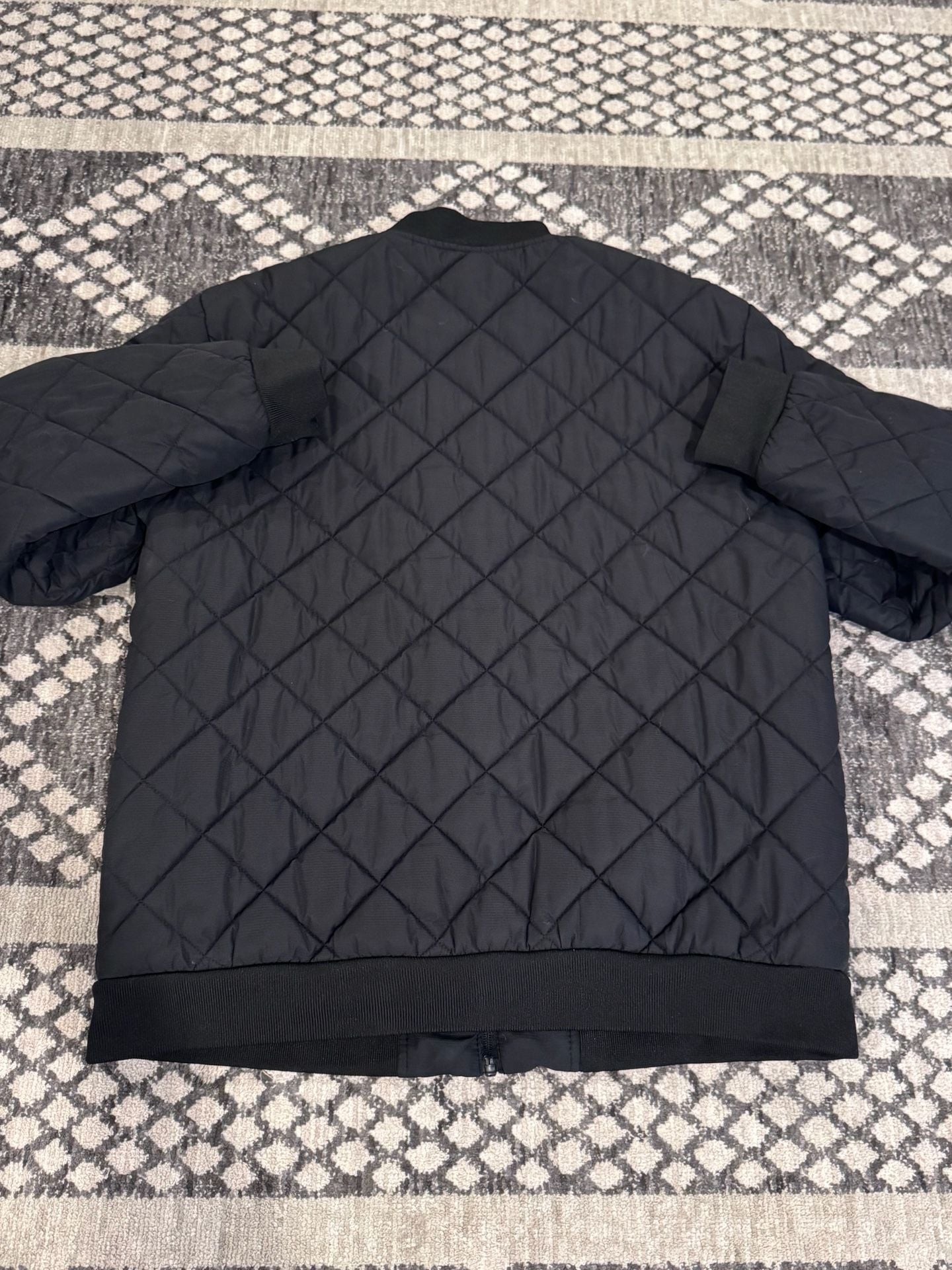 New Balance Quilted Bomber Jacket Size M Black Diamond Pattern 9
