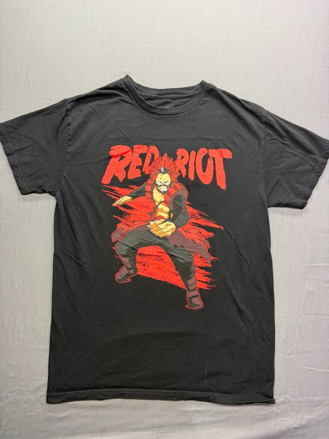 My Hero Academia Red Riot T-Shirt Size M Black Eijiro Kirishima Anime 2